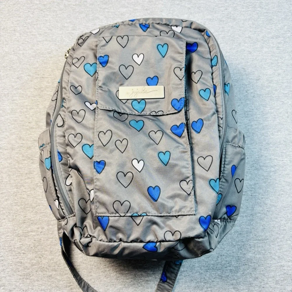 JuJuBe MiniBe Rad Hearts Mini Backpack Diaper Bag School Gray JJB Ju Ju Be